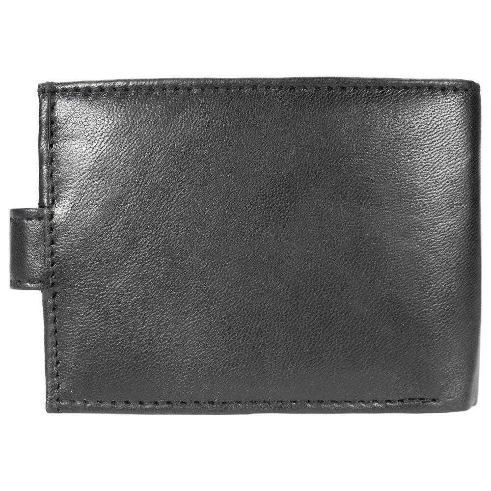 Men Wallet, Lambskin Leather Bifold Black Wallet